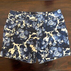 The Limited Chino Shorts, Size 10, Blue White Rose Print
